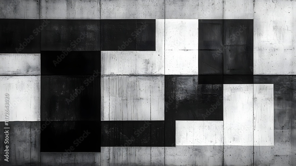 Poster abstract black and white backgrounds. a monochrome abstract image featuring geometric shapes on a co