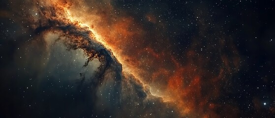 Obraz premium Nebula and Galaxies in Space with an Abstract Cosmic Background, Beautiful outer space scene showing a bright galaxy with nebulae and stars in a dark
