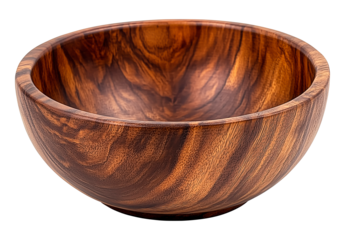 Wooden bowl for culinary preparation against a transparent background, wooden bowl png image
