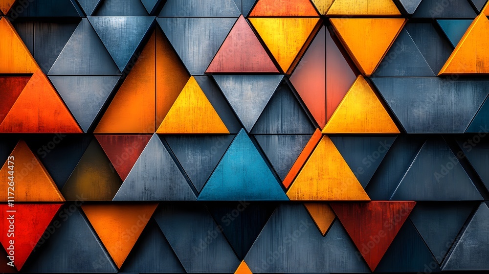 Aufkleber an abstract image featuring a wall of colorful metallic triangles. the diverse hues create a visuall