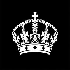 Ornate White Crown on Black Background