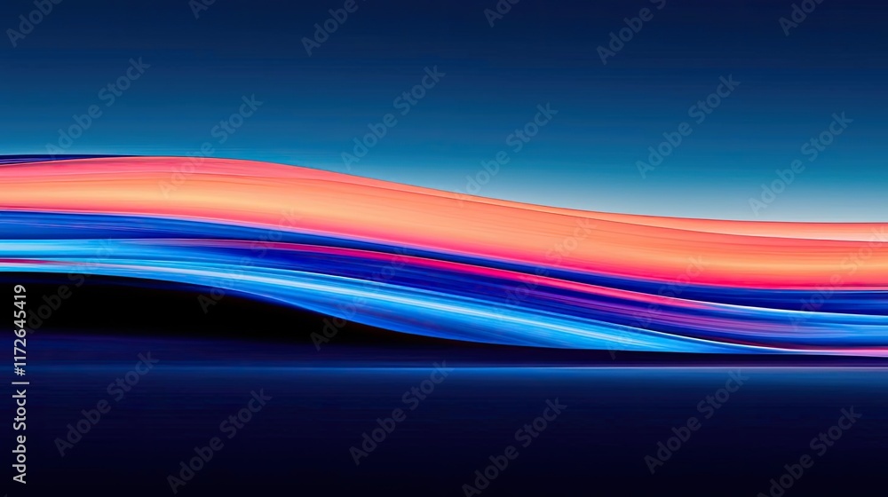 Aufkleber Minimal skies idea. Abstract waves of color in vibrant blue and orange hues creating a dynamic visual effect.