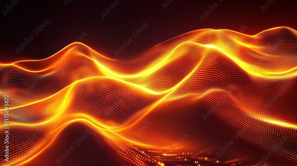 Poster abstract digital technology background with flowing waves of light