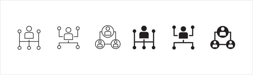 Business teamwork and connection vector icon set. Business network icons. Contains symbol icons of connection, collaboration, management, team, group, relationship, leadership, deliberation, forum.