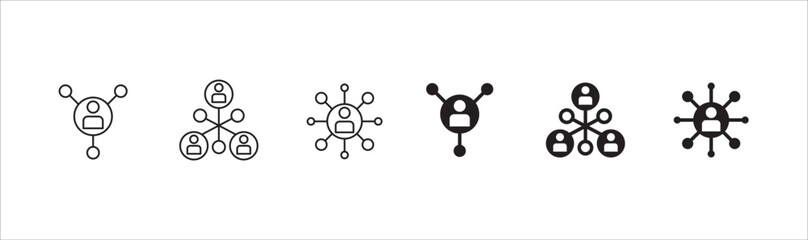Business teamwork and connection vector icon set. Business network icons. Contains symbol icons of connection, collaboration, management, team, group, relationship, leadership, deliberation, forum.