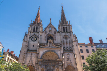 Facade of the church of Saint-Nizier in the Presqu'île district, Lyon, France, completed in the late 16th century