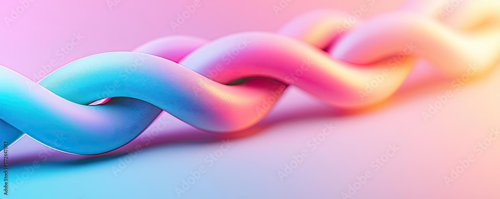 Poster soft abstract background idea. a vibrant, stylized 3d chain with smooth, twisting forms in pastel co