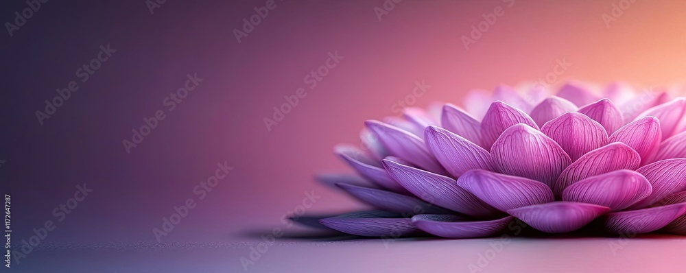 Poster Soft abstract background idea. A stunning close-up of a pink lotus flower against a soft gradient background.