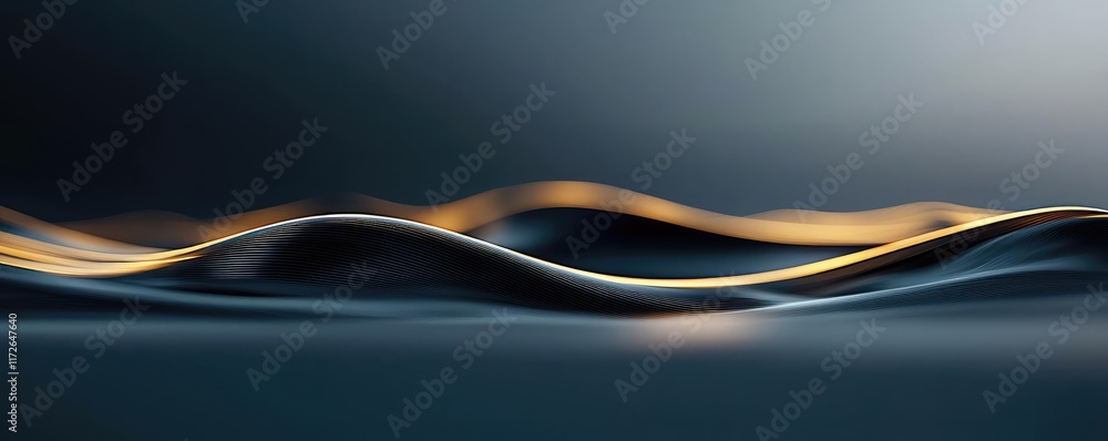 Poster Soft abstract background idea. Elegant curved waves with a blend of dark and light tones, creating a modern aesthetic.