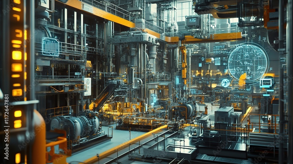 Poster smart factory integration concept with iot technology and automation