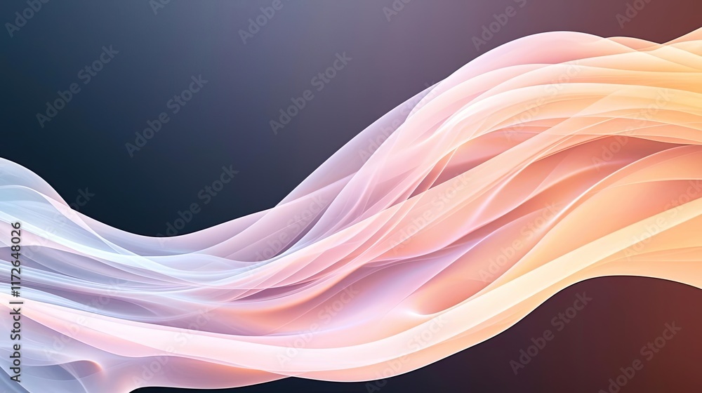 Poster Smoke abstract background idea. Abstract flowing lines with gradient colors creating a serene and elegant background.