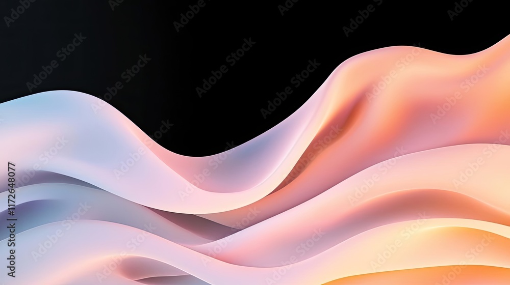 Aufkleber Smoke abstract background idea. Abstract wavy shapes in soft pastel colors creating a dynamic visual effect.