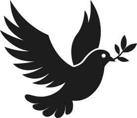 Dove of Peace Silhouette with Olive Branch Vector