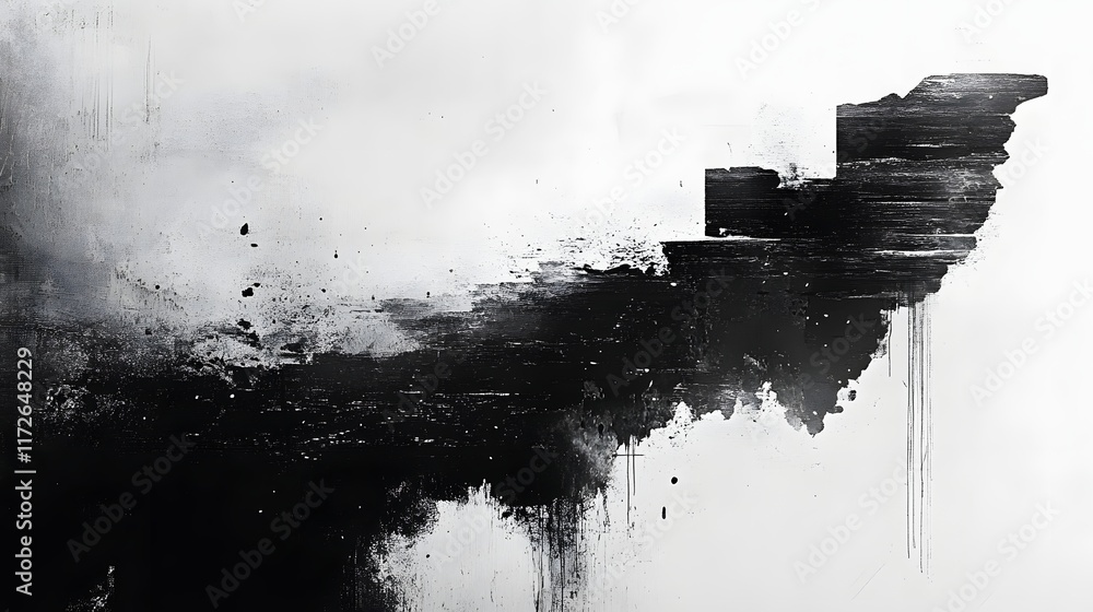 Poster abstract black and white backgrounds. a dramatic black and white abstract ink painting. expressive b
