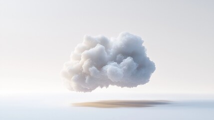 Fluffy white cloud floating above a calm landscape in serene daylight setting