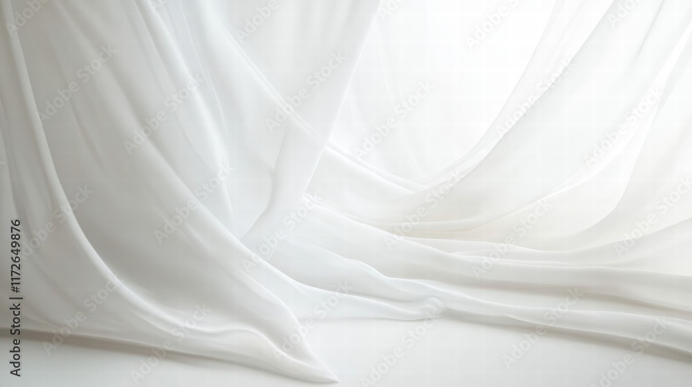 Poster pristine white sheet of paper elegantly draped in a soft, luminous light creating a serene atmospher