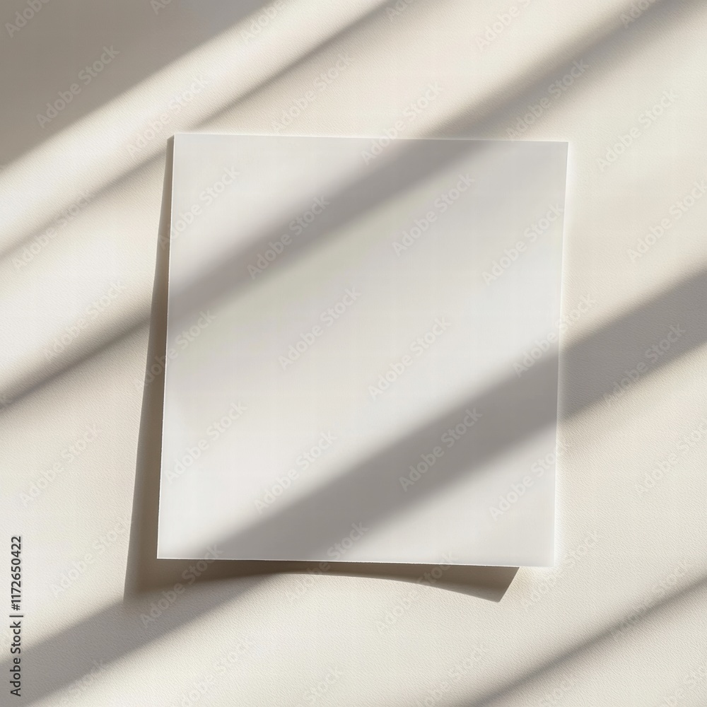 Poster pristine white sheet of paper illuminated by soft natural light in a minimalistic setting during day