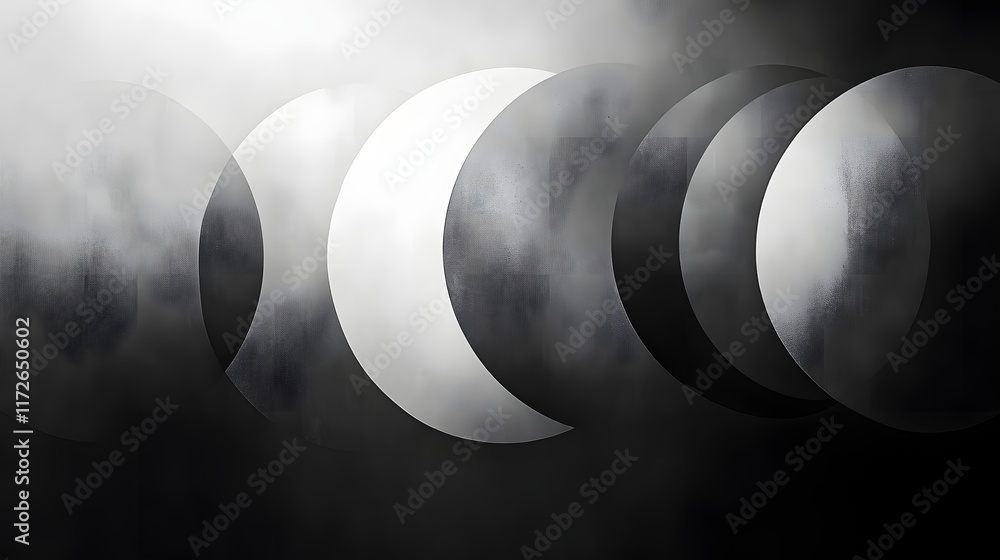 Poster abstract black and white backgrounds. abstract image of overlapping circles in shades of grey and bl
