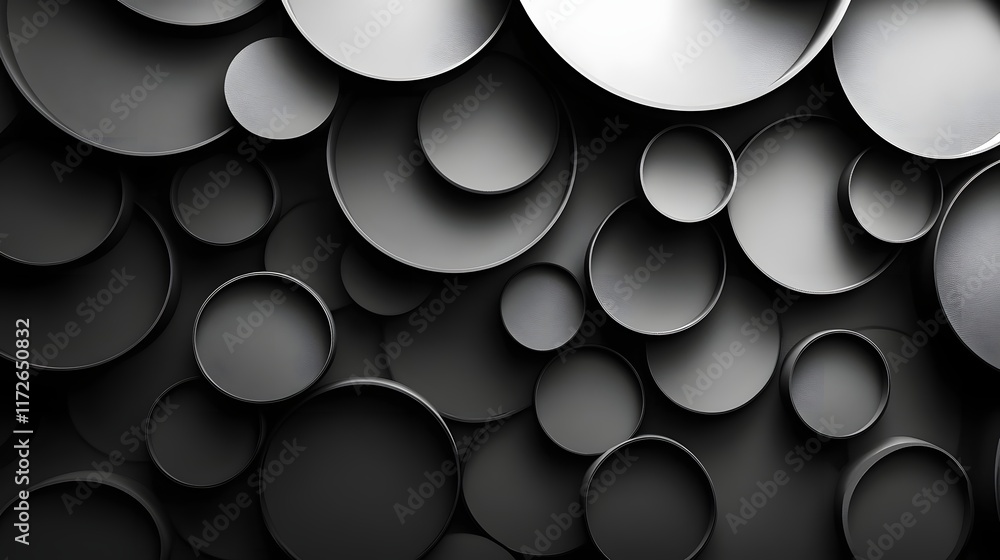 Aufkleber abstract black and white backgrounds. overlapping black circles create an abstract, textured backgro