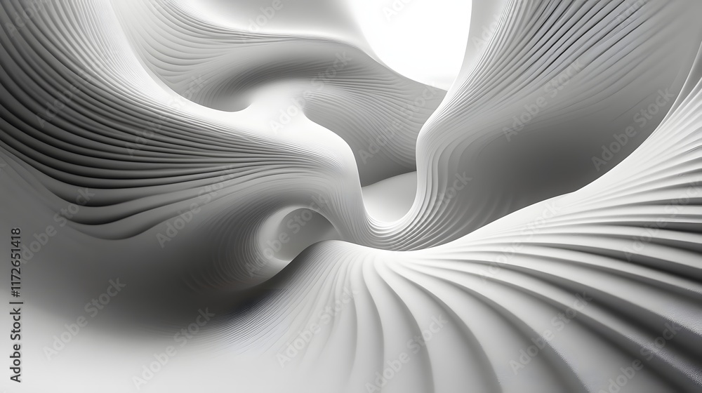 Aufkleber abstract black and white backgrounds. abstract 3d rendering of white flowing forms. modern architect