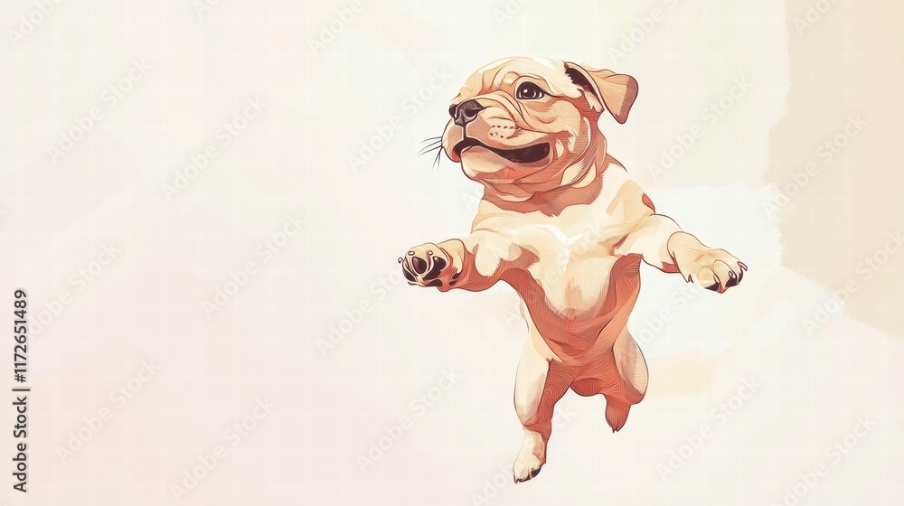 Poster joyful puppy jumps playfully in a bright and cheerful setting capturing the essence of happiness and