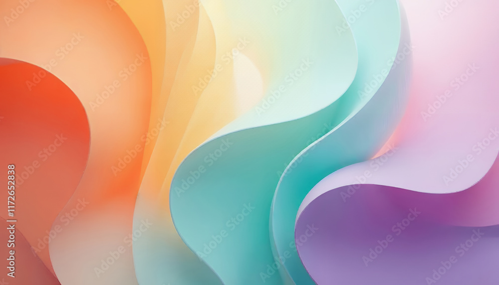 Poster abstract wave pattern: a vibrant blend of colors and soft curves creating visual harmony