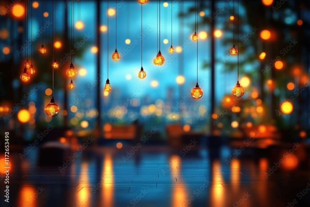 Poster blurred hotel lobby with bokeh lights creating a warm and inviting atmosphere for cozy gatherings an