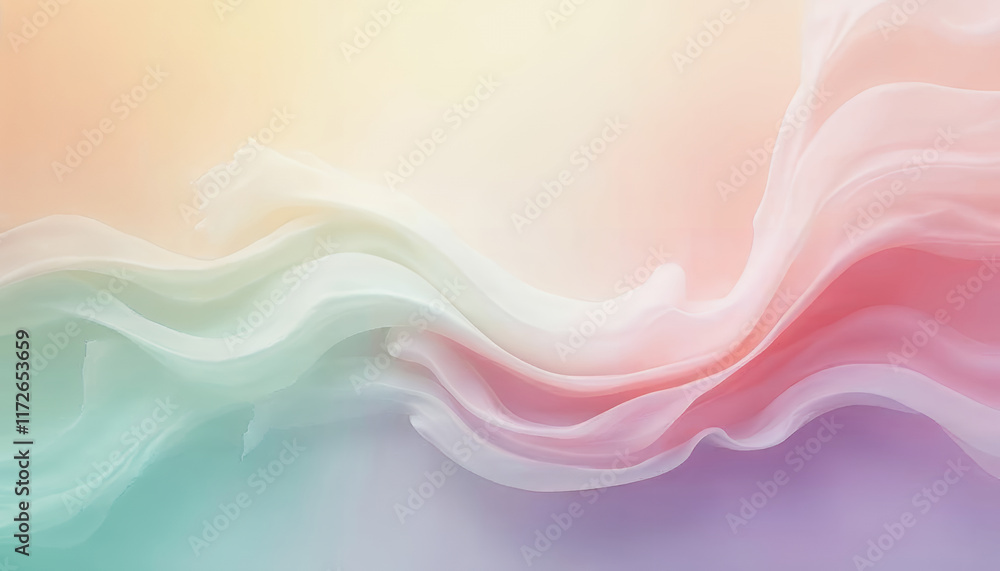 Poster ethereal waves of color: a stunning abstract representation of fluid motion and light