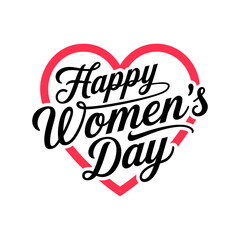 Fototapeta premium Happy Women's Day Stylish Typography Banner Design On Heart Shape.