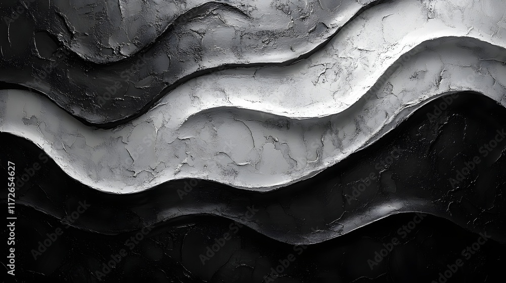 Poster abstract black and white backgrounds. abstract grayscale image featuring flowing, textured waves. a 