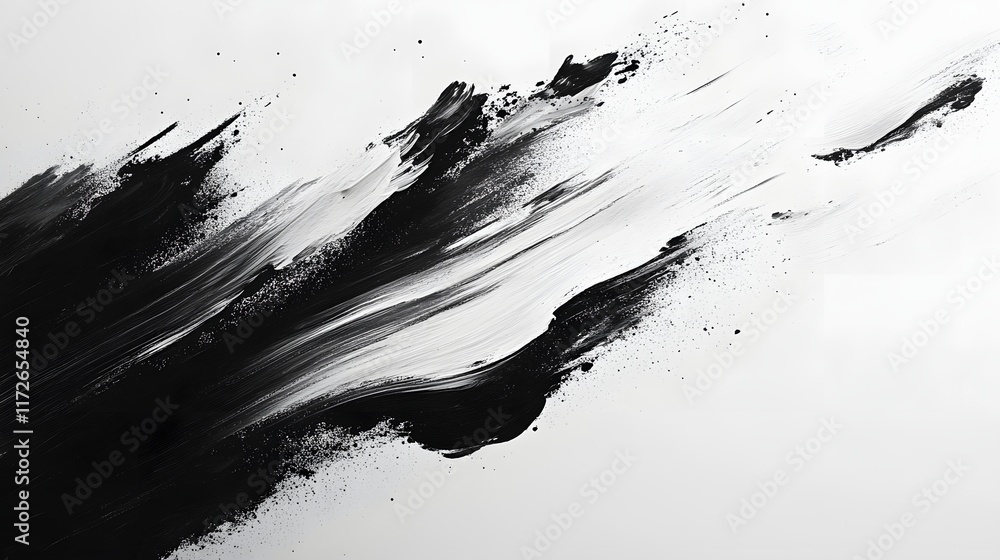 Poster abstract black and white backgrounds. dynamic black and white ink brushstrokes create a powerful abs