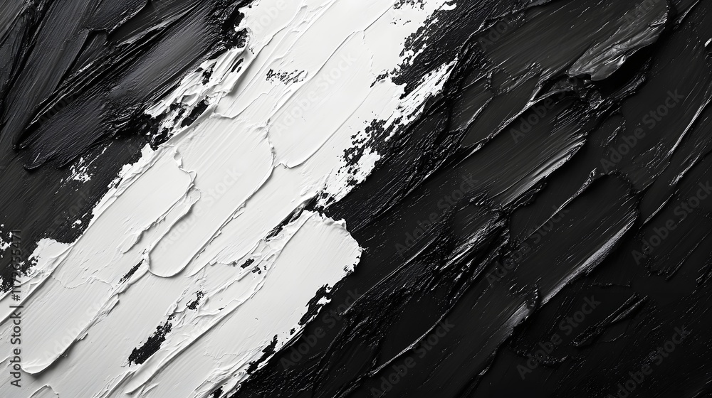 Poster abstract black and white backgrounds. close-up view of an abstract painting featuring bold black and