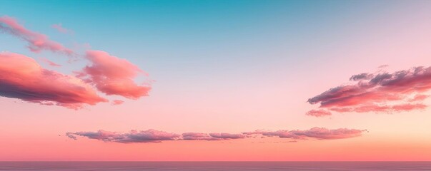 Minimal skies idea. Vibrant sunset with pastel colors and soft clouds illuminating the sky.