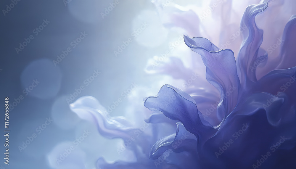 Poster stunning abstract composition of soft, flowing petals in ethereal light with bokeh background
