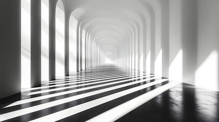 Abstract Black and White Backgrounds. A stunning monochrome image of a modern hallway. The interplay of light and shadow creates a dramatic effect