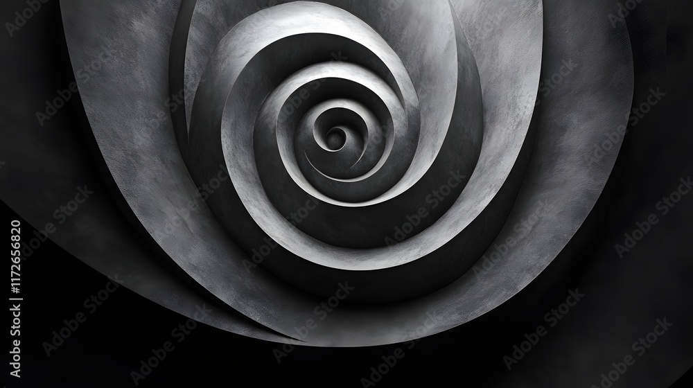 Poster abstract black and white backgrounds. a captivating grayscale image of a spiral sculpture, showcasin