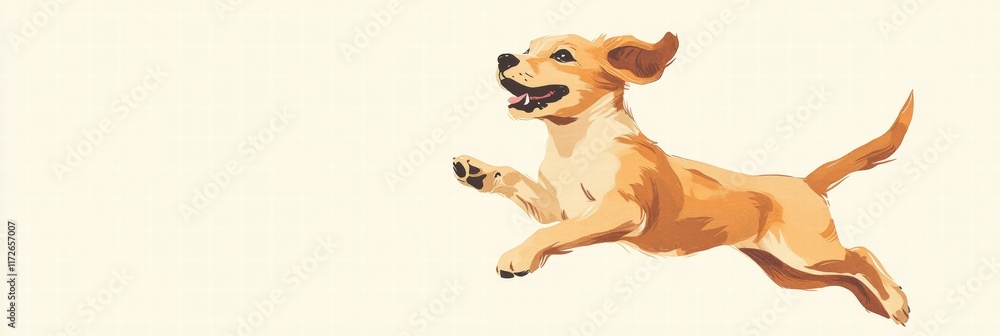 Aufkleber Joyful puppy running in a bright space enjoying a sunny day with playful spirit and excitement in every leap. Generative AI