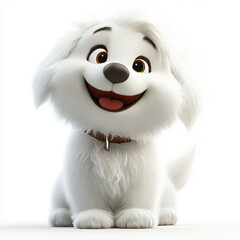 Obraz premium Cute Happy Great Pyrenees Cartoon Character on a White Background