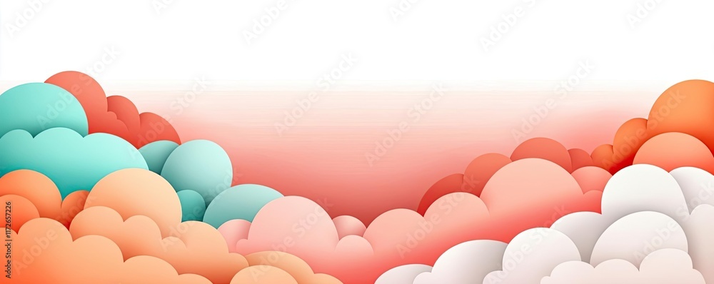 Poster minimal skies idea. a vibrant abstract cloud design featuring pastel colors and soft gradient effect