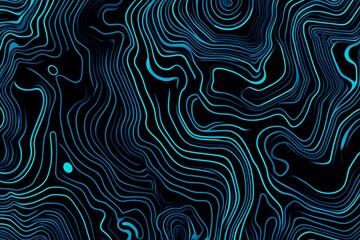 Obraz premium Abstract close-up of a glowing blue digital circuit board, showcasing intricate connections and technological design on a black background. 