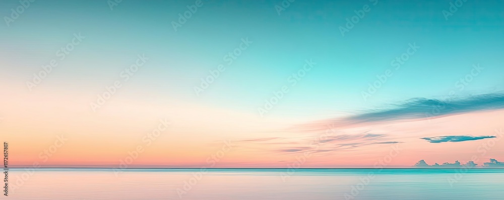 Poster minimal skies concept. a serene coastal view at sunset with vibrant colors blending in the sky.