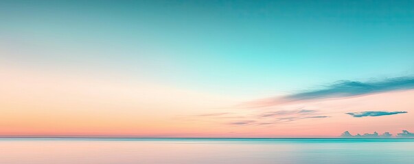 Minimal skies concept. A serene coastal view at sunset with vibrant colors blending in the sky.
