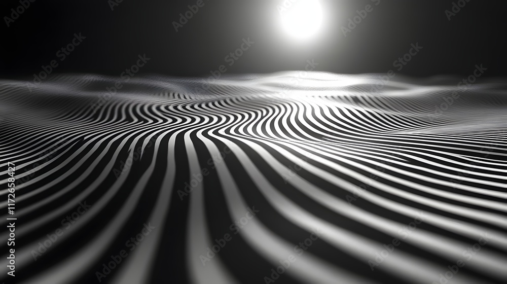 Poster abstract black and white backgrounds. a mesmerizing digital art piece featuring flowing monochrome w