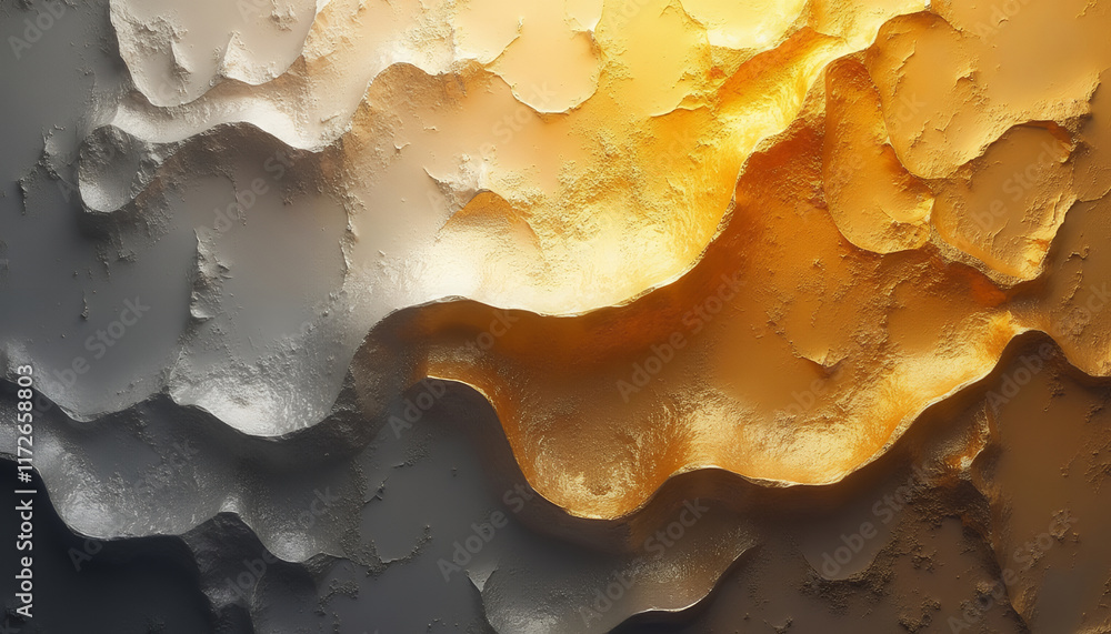 Poster abstract texture of golden and gray waves highlighting natural forms and patterns