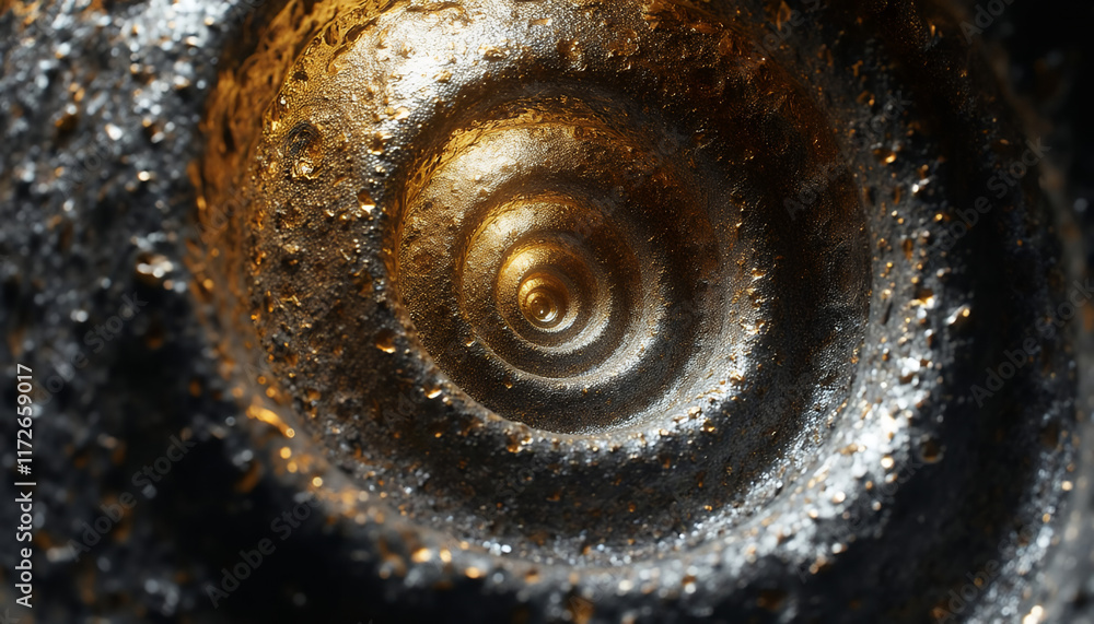 Poster an intricate close-up of a spiral seashell showcasing its stunning textures and patterns