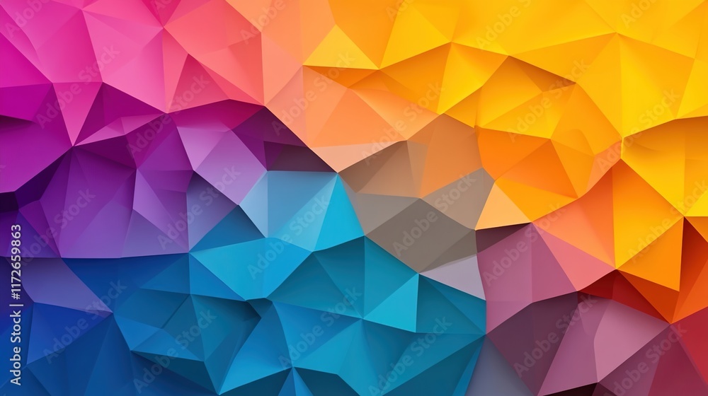 Poster colorful geometric pattern with triangular facets and gradient shades