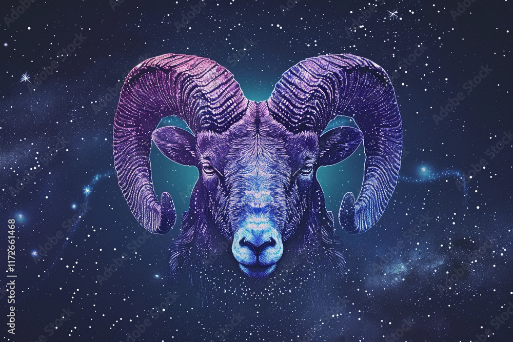 Canvas Prints astrological abstract composition with concept of aries zodiac sign symbol, abstract vivid compositi