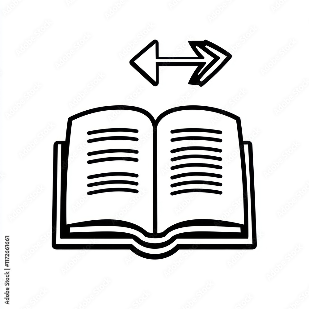 Poster open book with left and right arrows indicating navigation