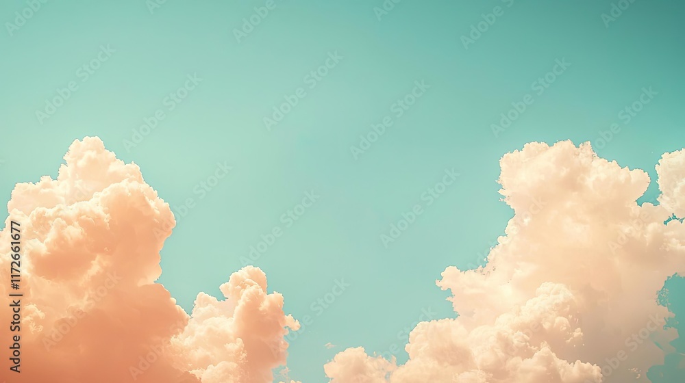 Poster minimal skies idea. soft pink and blue clouds against a serene sky create a peaceful atmosphere.