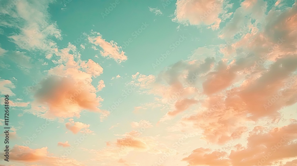 Poster Minimal skies idea. A stunning sky filled with colorful clouds, creating a serene and tranquil atmosphere.